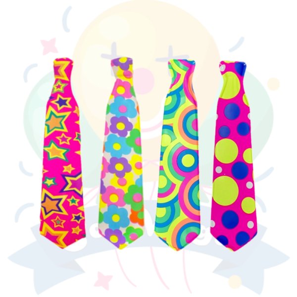 Corbatas Plasticas Fluo Estampadas | COTIMAGIC - Tu tienda de cotillón