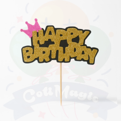 Toppers Happy Birthday con glitter | COTIMAGIC - Tu tienda de cotillón