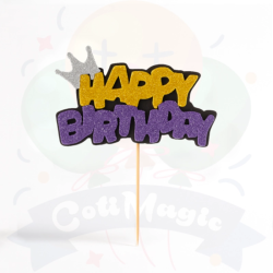 Toppers Happy Birthday con glitter | COTIMAGIC - Tu tienda de cotillón