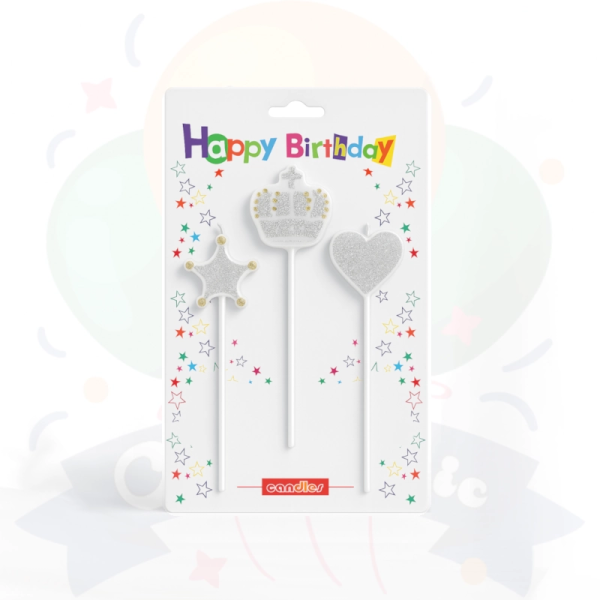 Velas Glam Silver - PACK x 3u. | COTIMAGIC - Tu tienda de cotillón