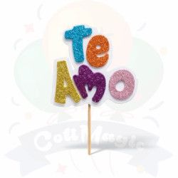 Toppers Te Amo Multicolor | COTIMAGIC - Tu tienda de cotillón