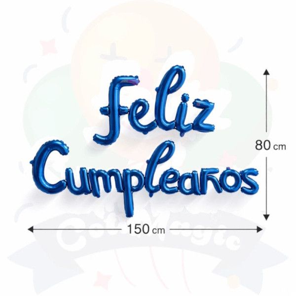 GLOBO FELIZ CUMPLEAÑOS CURSIVA - AZUL