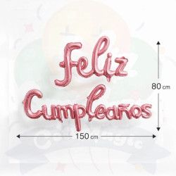 GLOBO FELIZ CUMPLEAÑOS CURSIVA - ROSA