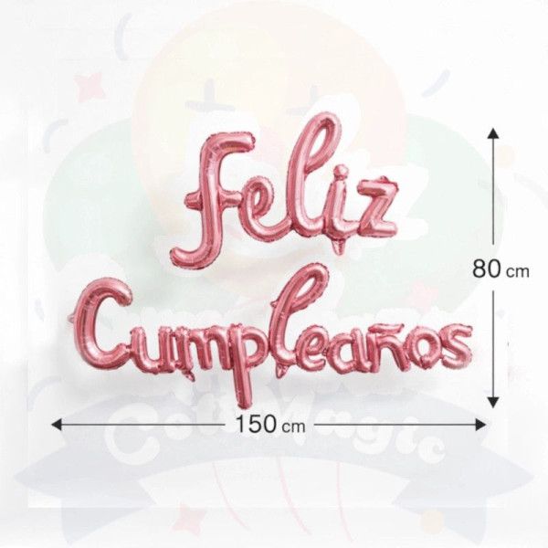 GLOBO FELIZ CUMPLEAÑOS CURSIVA - ROSA