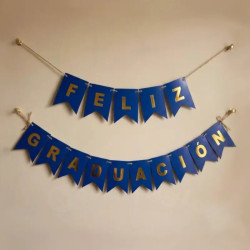 BANDERIN "FELIZ GRADUACION" - AZUL