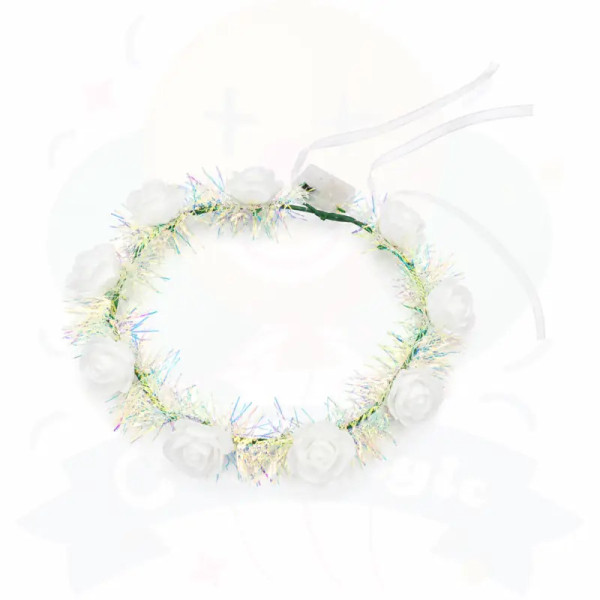 VINCHA  LED  FLORES - BLANCAS