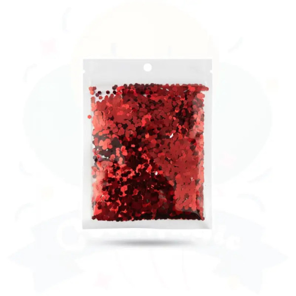 CONFETTIS METALIZADOS HEXAGONALES 10gr - ROJO