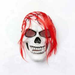 MASCARA CALAVERICA CON PELO - ROJO