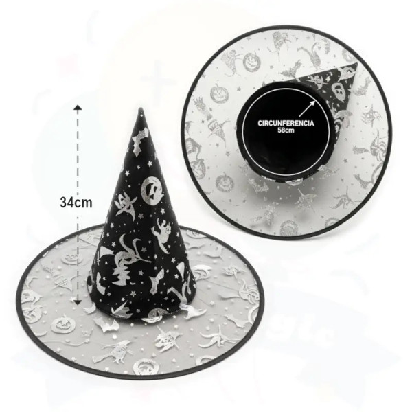 SOMBRERO DE BRUJA - NEGRO
